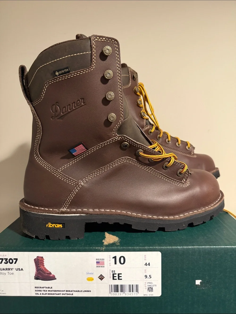 Danner Brown Work Boots with Yellow Laces